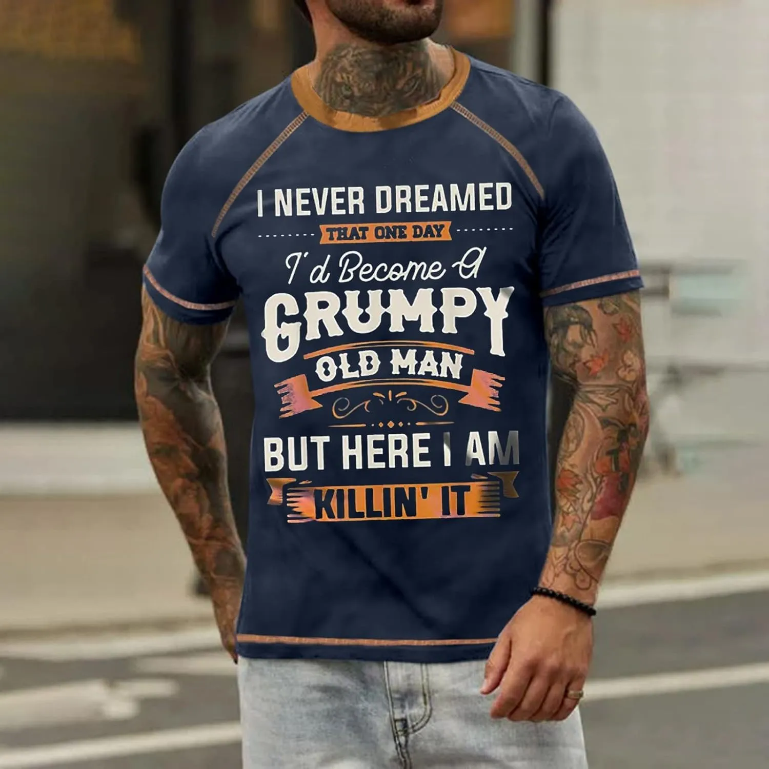 Men's Casual Shirts Graphic Tees Letter Print Short Sleeve T Shirts Summer Casual Tee Top T Shirts, S-6XL