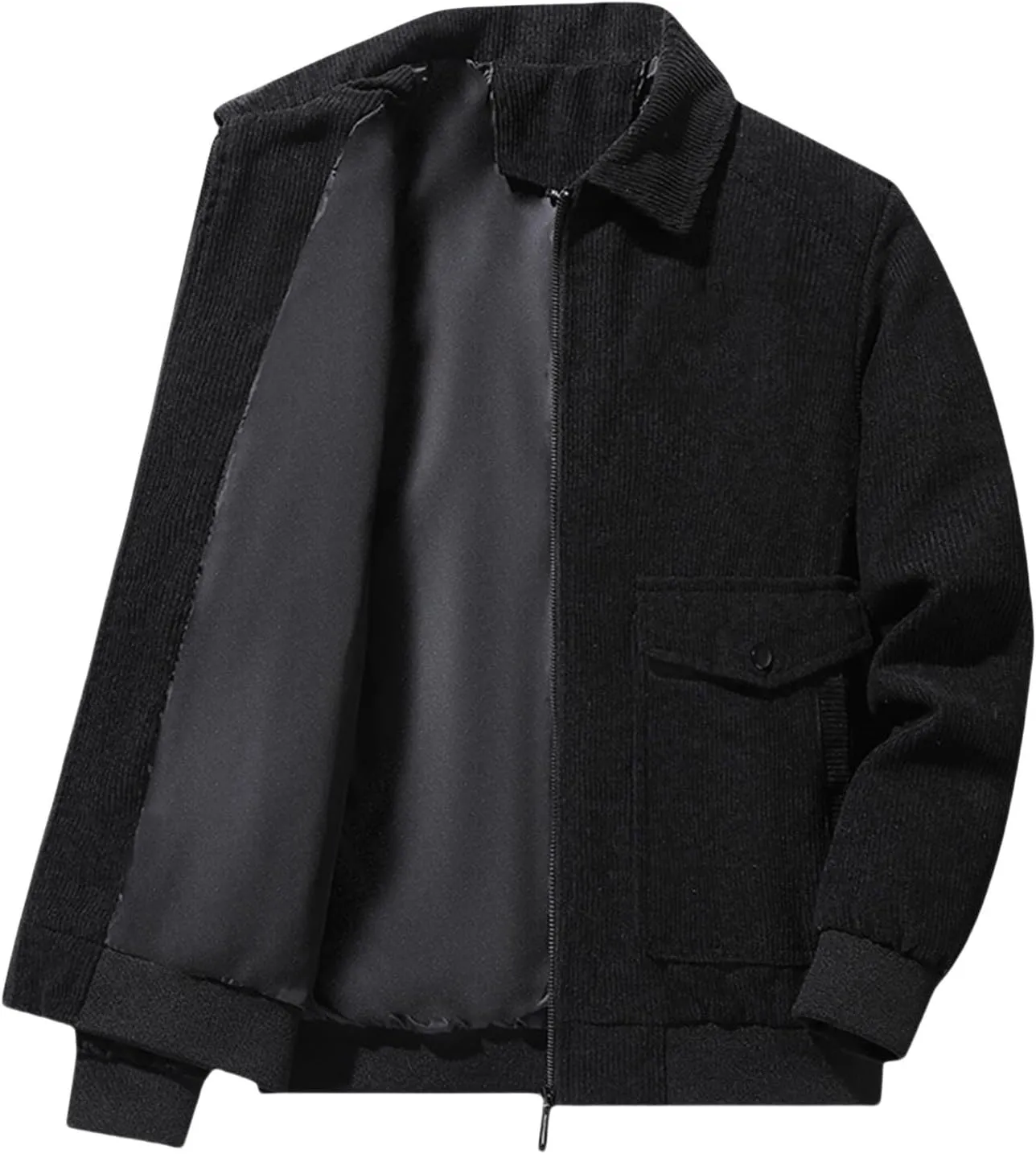 Men's Corduroy Jacket Windbreaker Heavyweight Coat Casual Stylish Full Zip Up Ribbed Work Bomber Jackets with Pockets