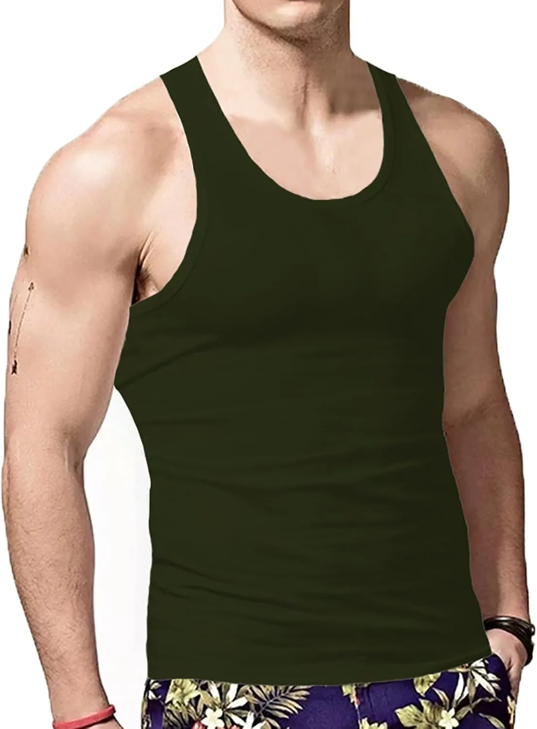 Men's Lightweight Cotton Tank Undershirts Hooded Tank Top Breathable Sleeveless Vest Fashion Casual Vest