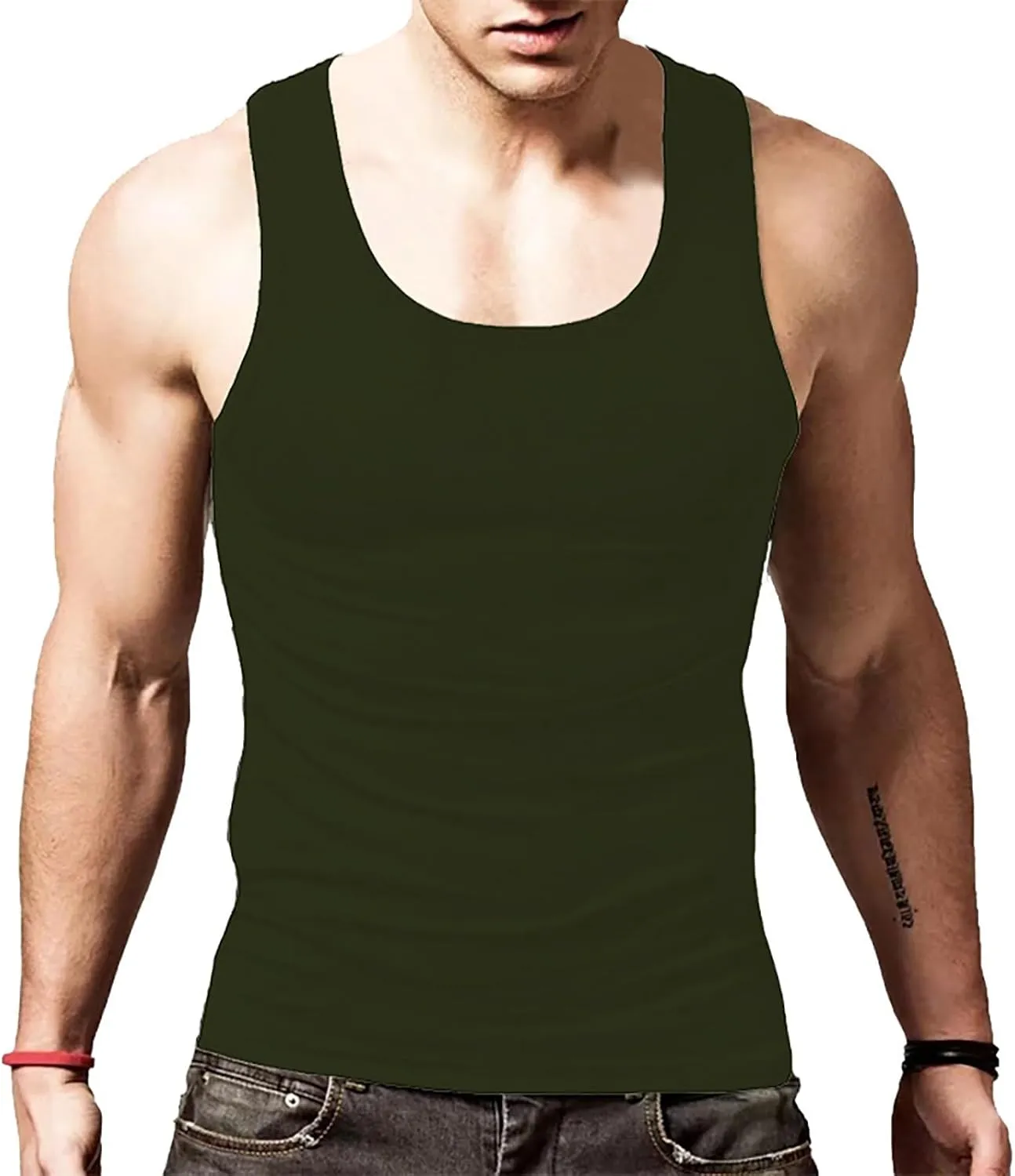 Men's Lightweight Cotton Tank Undershirts Hooded Tank Top Breathable Sleeveless Vest Fashion Casual Vest