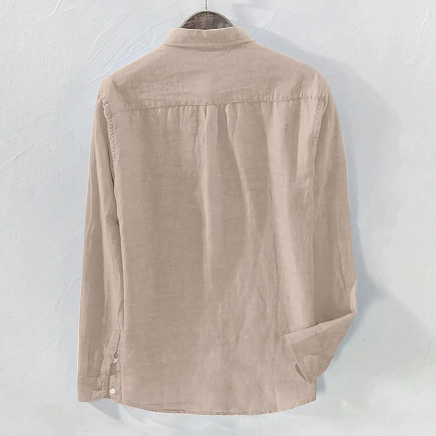 Mens Long Sleeve Graphic T Shirts Baggy Solid Cotton Linen Long Sleeve Button Pocket Plus Size T Shirts