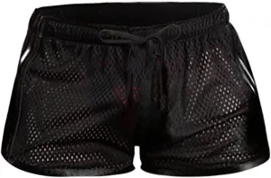Men's Mesh Quick-Drying Booty Shorts, Sexy Side Split Drawstring Elastic Waist Workout Running Breathable Swim Trunks