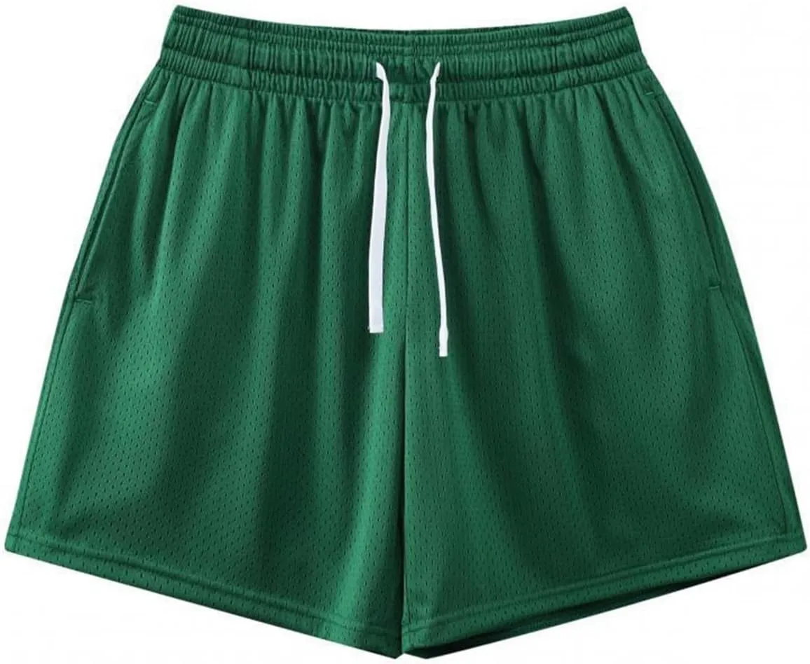 Men's Mesh Shorts Loose Fit Breathable Lightweight Running Sport Pants Fashion Drawstring Casual Shorts with Pockets