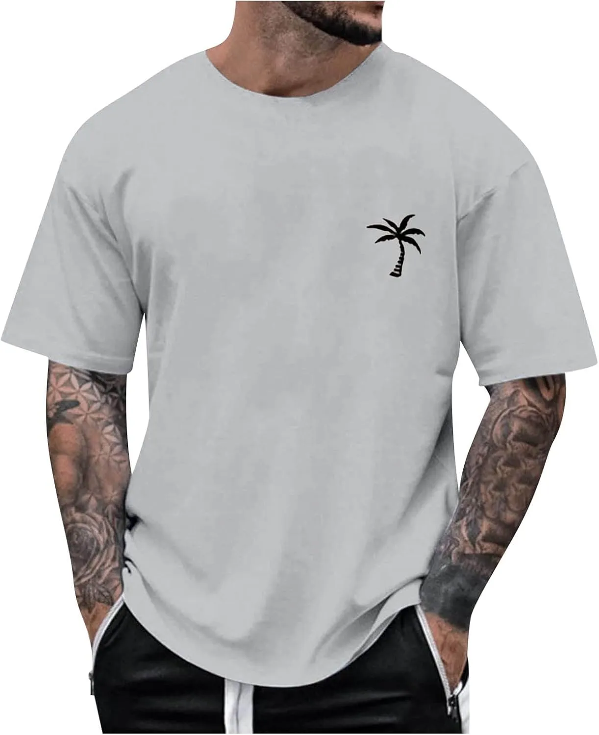 Mens Personalised Graphic Tees Round Neck Short Sleeve Loose Summer Tops Fashion T-Shirt with Creative Letters Retro Print