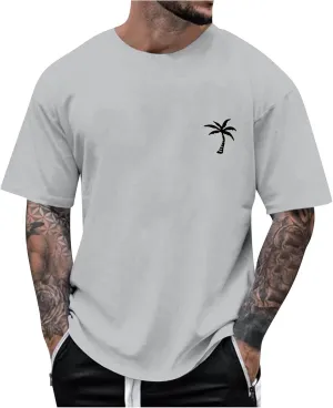 Mens Personalised Graphic Tees Round Neck Short Sleeve Loose Summer Tops Fashion T-Shirt with Creative Letters Retro Print