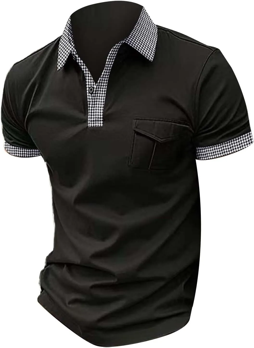 Men's Quarter Button Polo Shirts Casual Knit Short Sleeve Ribbed Polo T Shirt Classic Fit Golf Shirts Activewear Tops