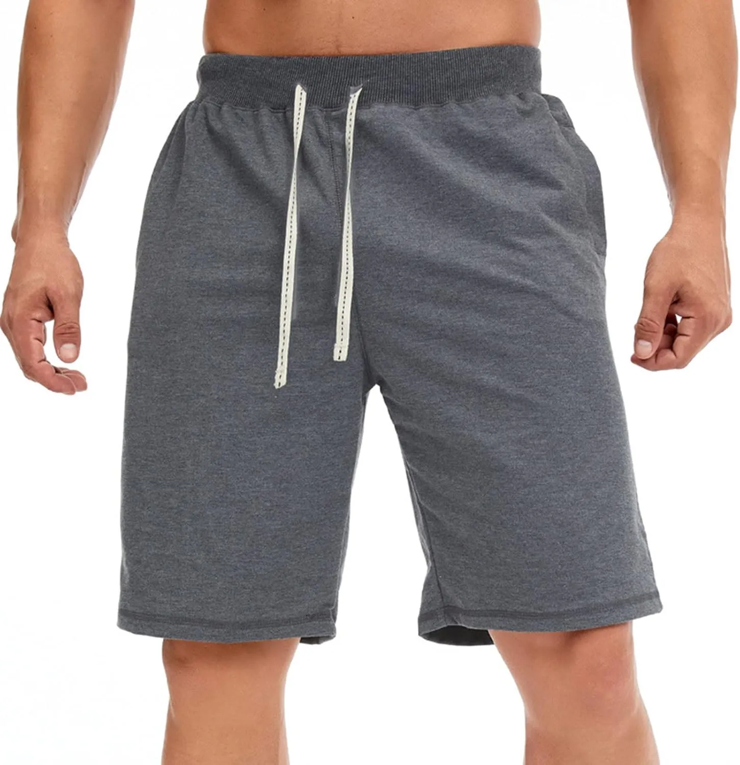 Men's Quick Dry Shorts Elastic Waist Casual Sweat Shorts Drawstring Joggers Walk Shorts Sports Running Straight Shorts
