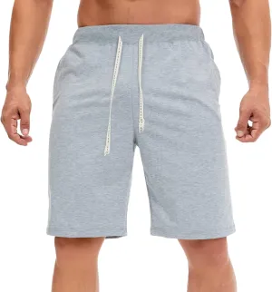 Men's Quick Dry Shorts Elastic Waist Casual Sweat Shorts Drawstring Joggers Walk Shorts Sports Running Straight Shorts