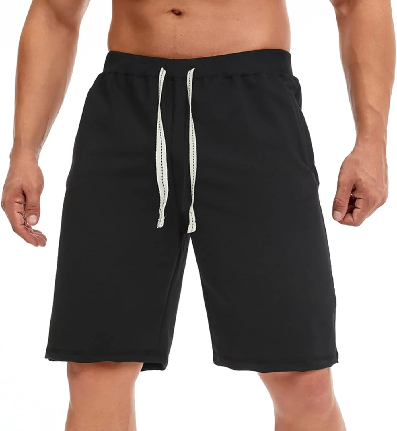 Men's Quick Dry Shorts Elastic Waist Casual Sweat Shorts Drawstring Joggers Walk Shorts Sports Running Straight Shorts
