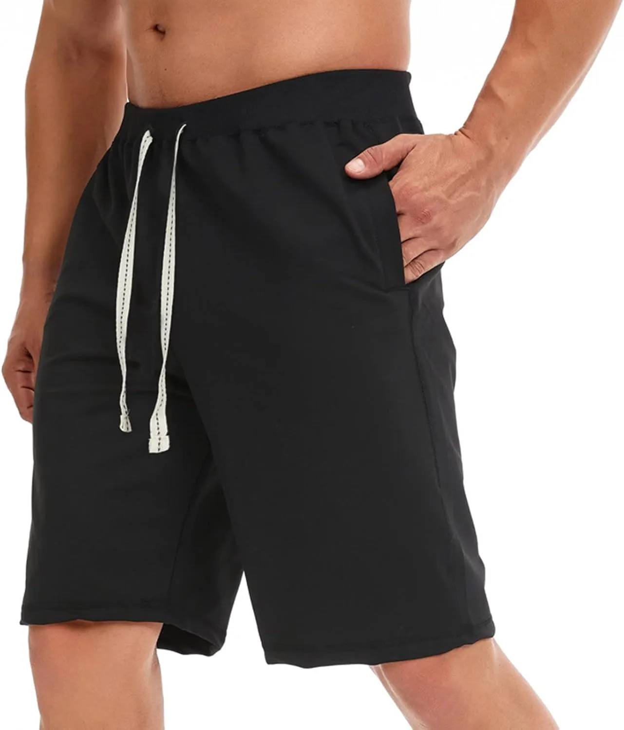 Men's Quick Dry Shorts Elastic Waist Casual Sweat Shorts Drawstring Joggers Walk Shorts Sports Running Straight Shorts