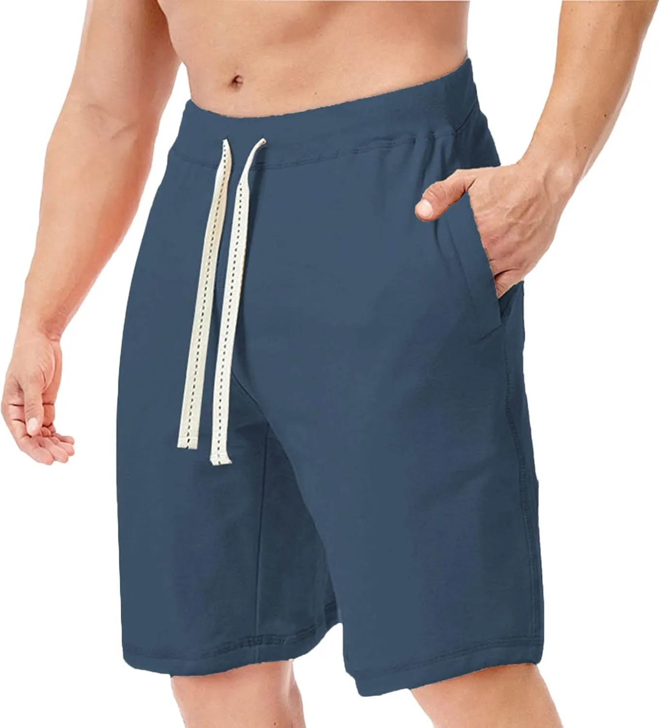Men's Quick Dry Shorts Elastic Waist Casual Sweat Shorts Drawstring Joggers Walk Shorts Sports Running Straight Shorts