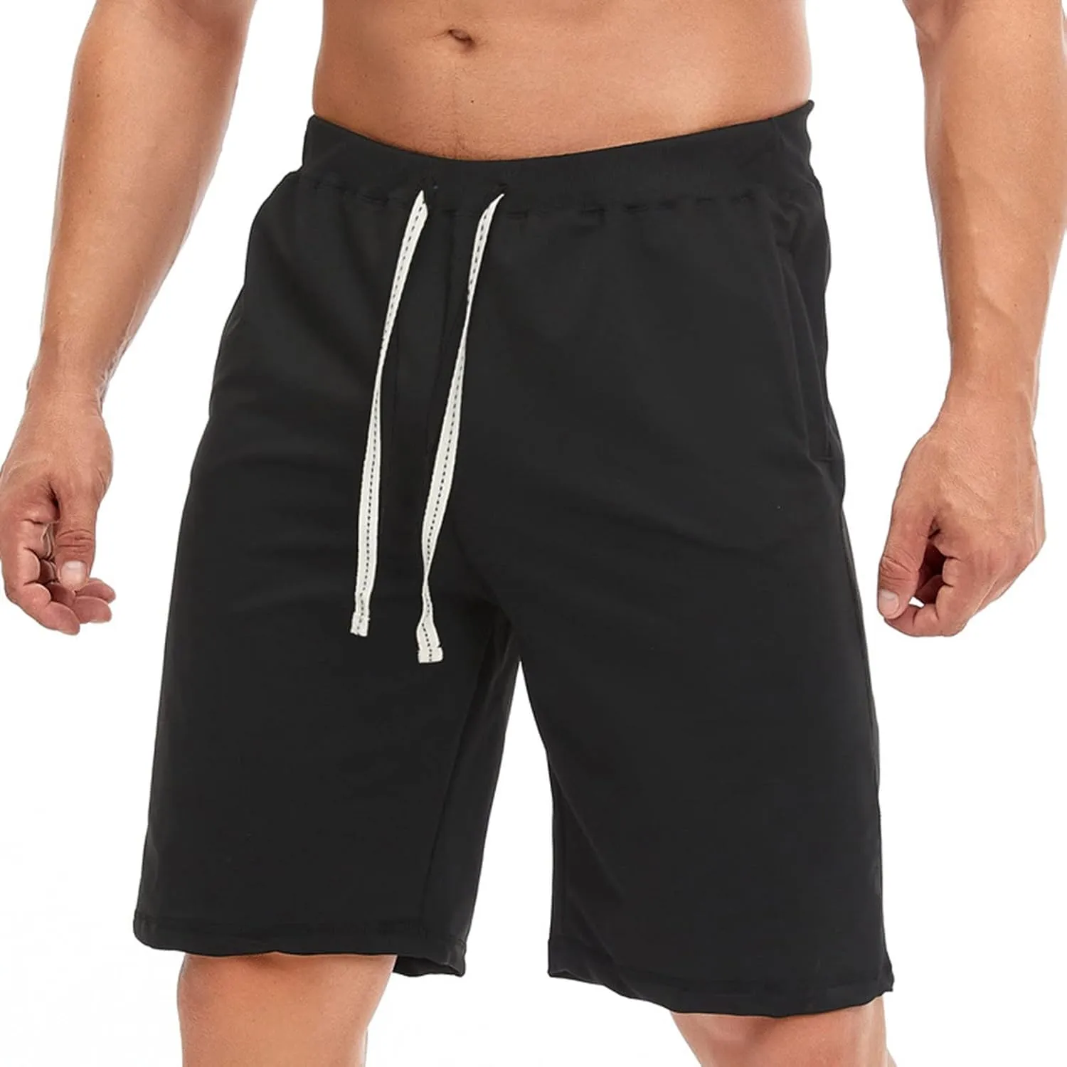 Men's Quick Dry Shorts Elastic Waist Casual Sweat Shorts Drawstring Joggers Walk Shorts Sports Running Straight Shorts