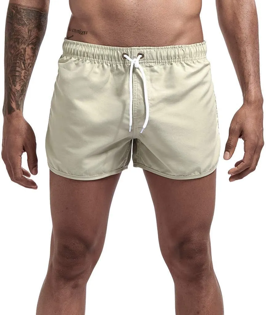 Men's Running Athletic Shorts Workout Gym Quick Dry Lightweight Shorts Casual Drawstring Elastic Summer Beach Shorts