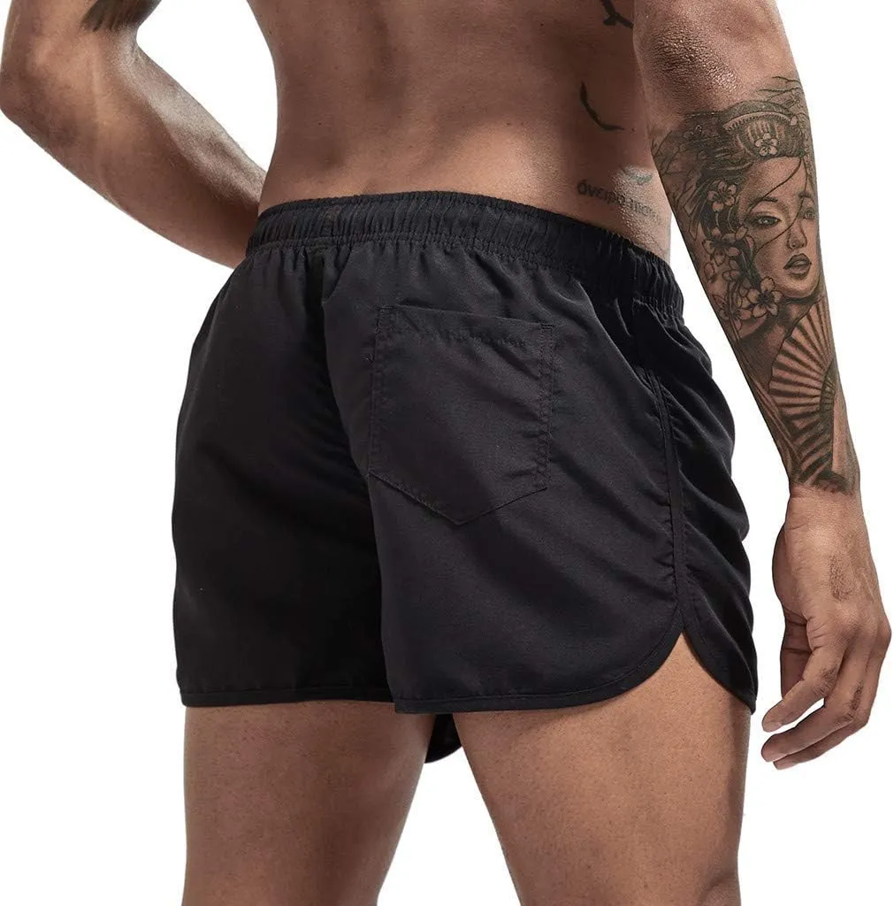 Men's Running Athletic Shorts Workout Gym Quick Dry Lightweight Shorts Casual Drawstring Elastic Summer Beach Shorts