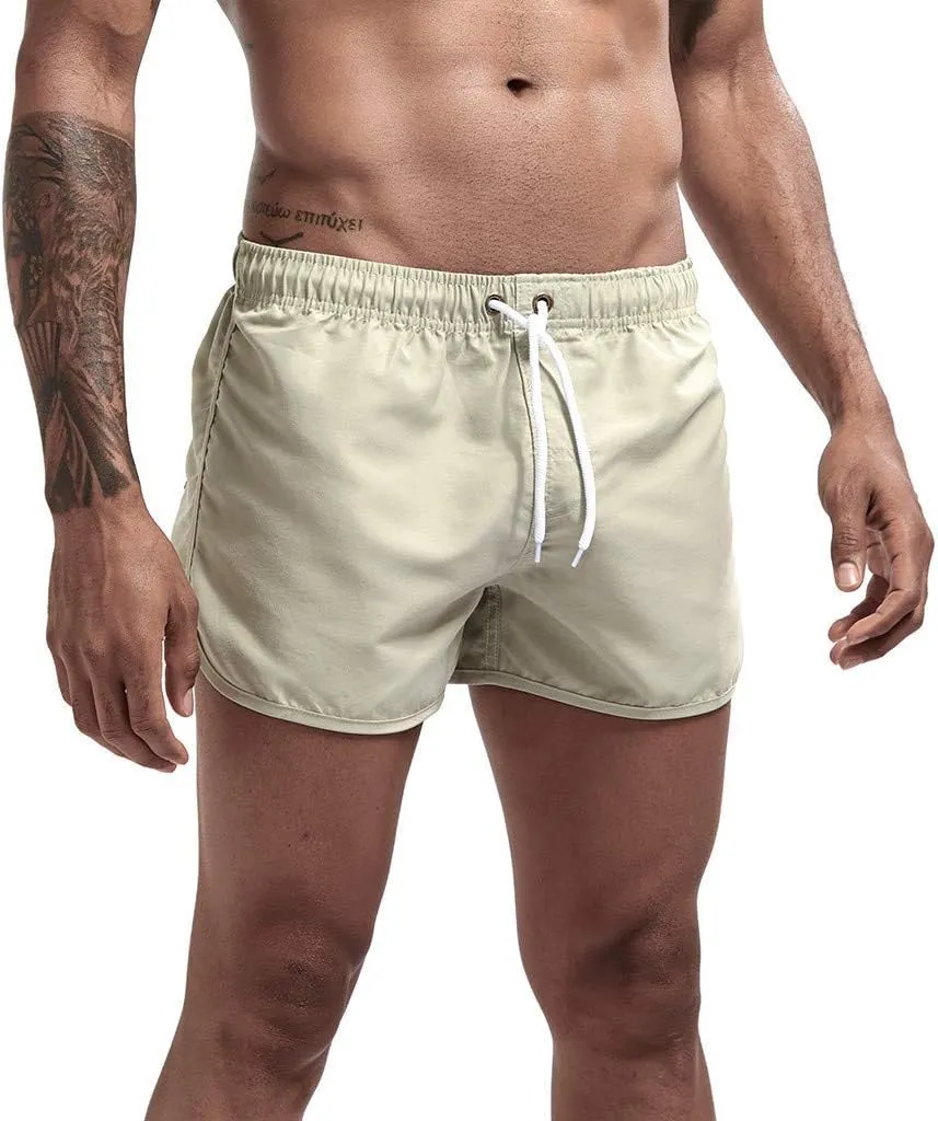 Men's Running Athletic Shorts Workout Gym Quick Dry Lightweight Shorts Casual Drawstring Elastic Summer Beach Shorts