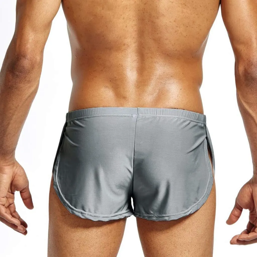 Mens Sexy Solid Color Breathable Ice Silk Underpants Sports Comfortable Boxer Underwear