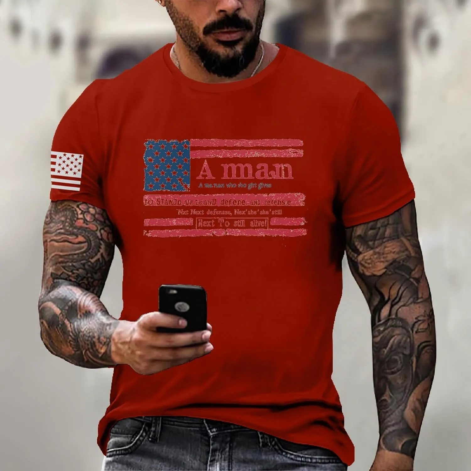 Men's Shirt Sleeve 1776 USA Flag Graphic Dry Fit Cotton Comfortable T-Shirts 4th of July T-Shirts