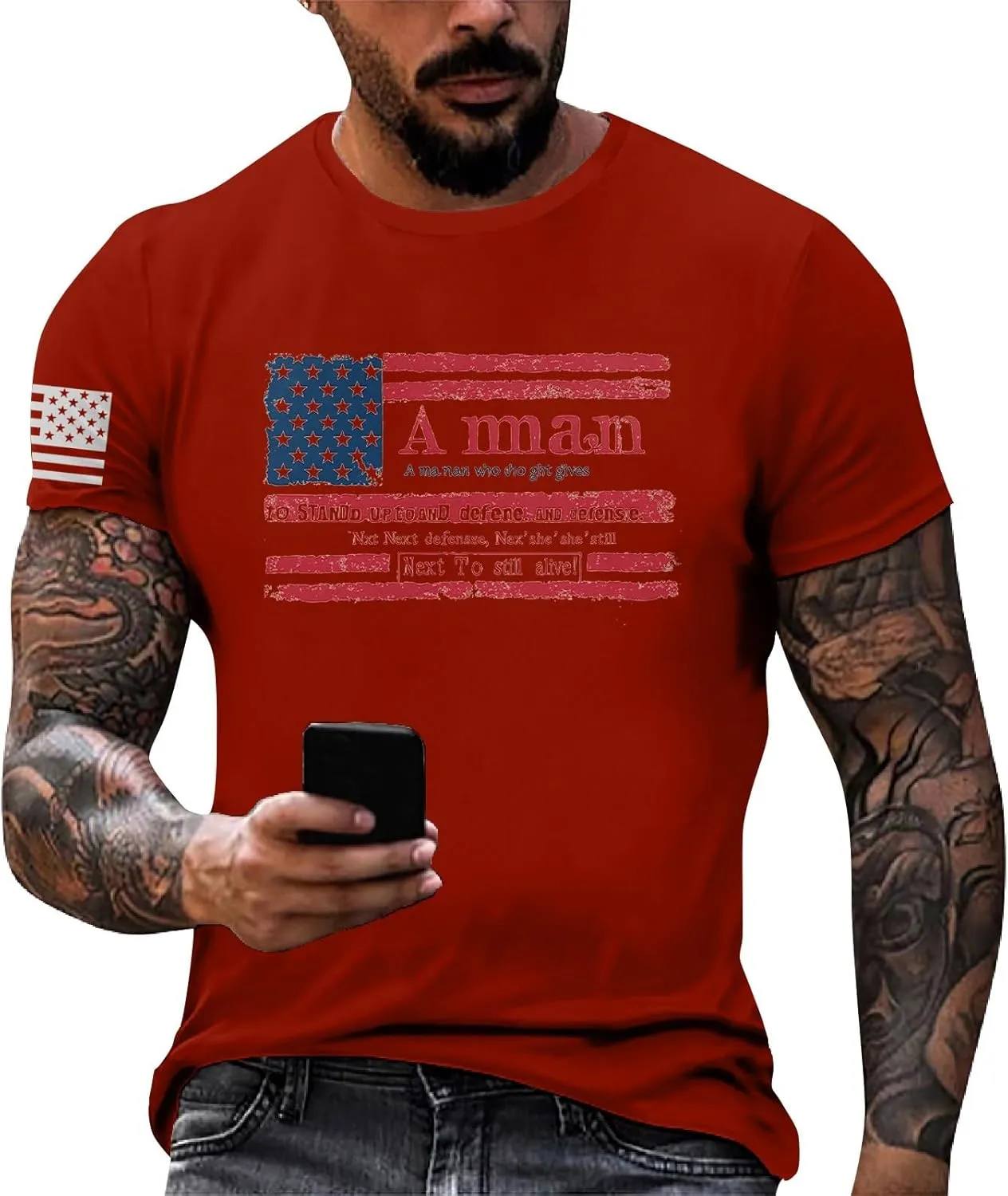 Men's Shirt Sleeve 1776 USA Flag Graphic Dry Fit Cotton Comfortable T-Shirts 4th of July T-Shirts