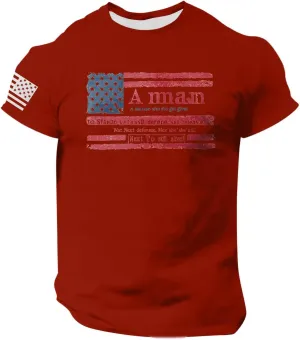 Men's Shirt Sleeve 1776 USA Flag Graphic Dry Fit Cotton Comfortable T-Shirts 4th of July T-Shirts