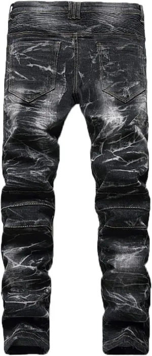 Men's Slim Fit Stretch Jeans Ripped Skinny Jeans Distressed Straight Leg Fashion Denim Pants Distressed Biker Jeans