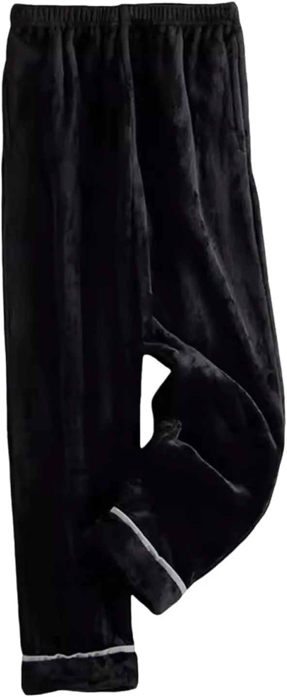 Men's Soft Pajamas Pant Fleece Fuzzy Pj Bottoms Flannel Straight Leg Winter Baggy Lounge