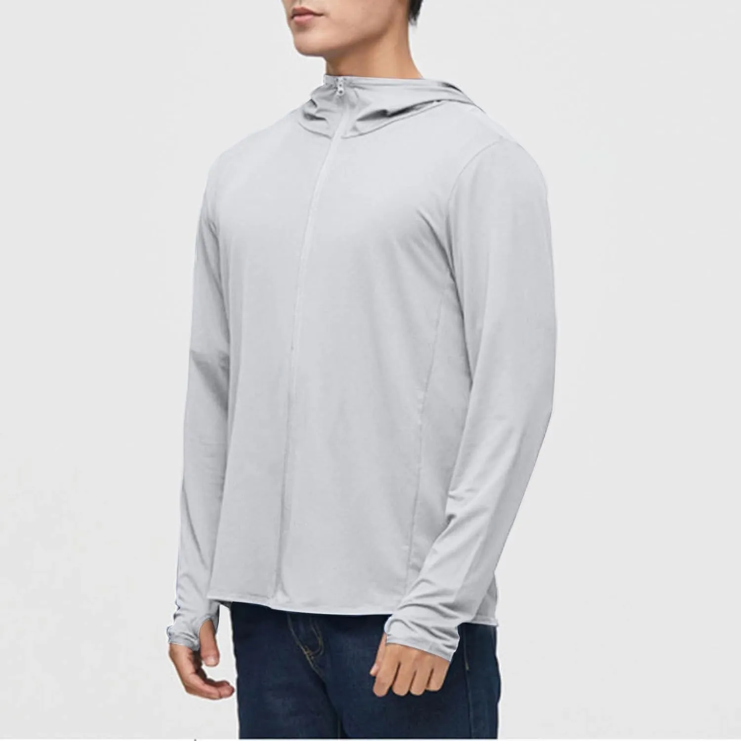 Men's Sun Shirts UPF 50  Rash Guard Long Sleeve Sun Protection Hoodie UV Fishing Lightweight Athletic Running Shirts