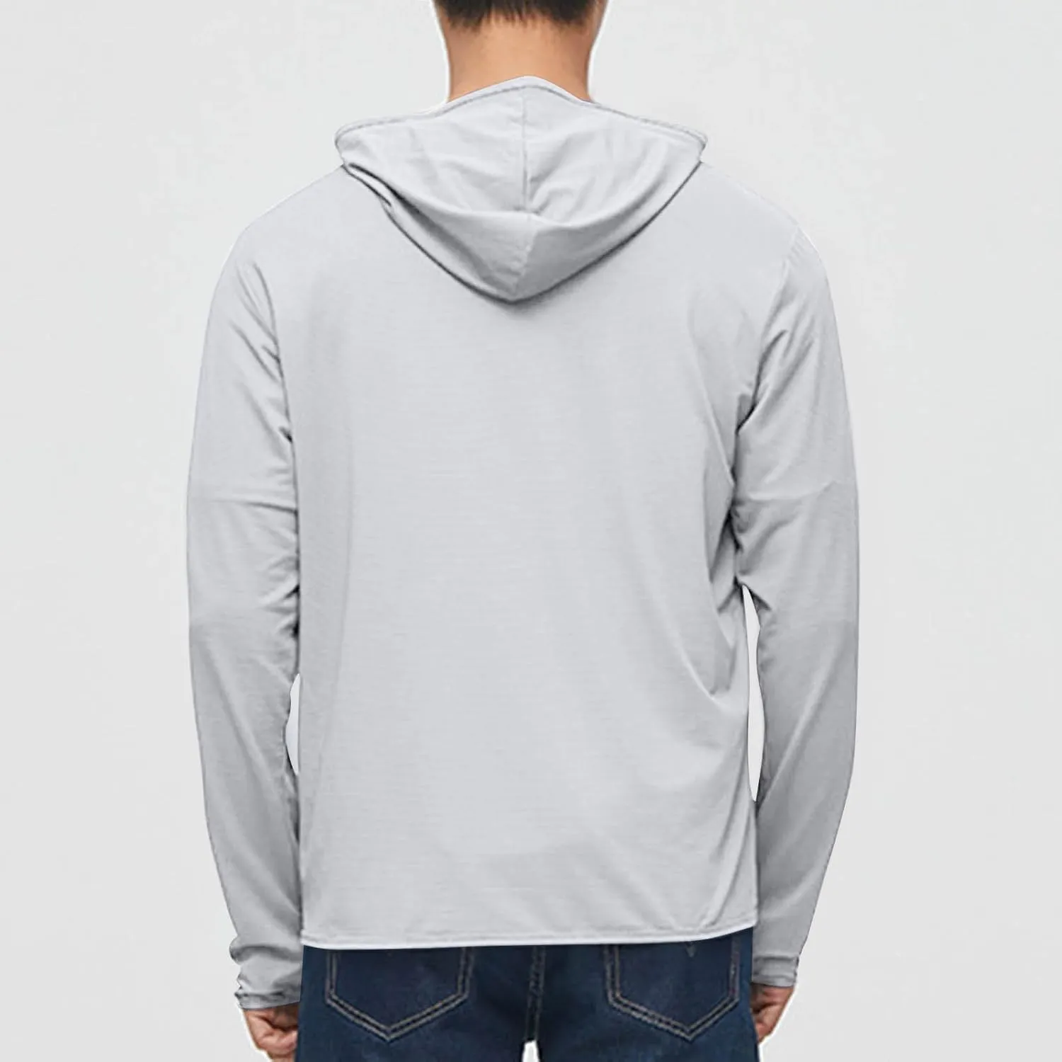 Men's Sun Shirts UPF 50  Rash Guard Long Sleeve Sun Protection Hoodie UV Fishing Lightweight Athletic Running Shirts