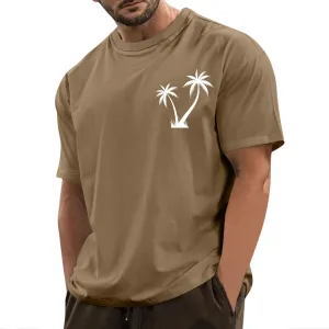 Men's T Shirts Graphic T-Shirts Summer Beach Casual Short Sleeve Palm Tree Print Crewneck Tee Shirts, S-5XL