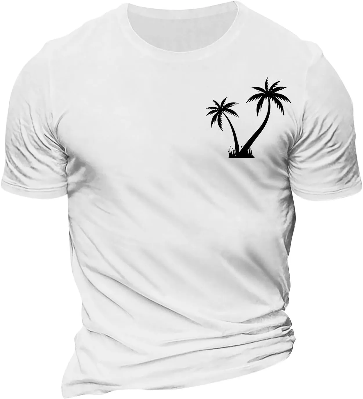 Men's T Shirts Graphic T-Shirts Summer Beach Casual Short Sleeve Palm Tree Print Crewneck Tee Shirts, S-5XL