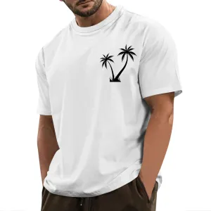 Men's T Shirts Graphic T-Shirts Summer Beach Casual Short Sleeve Palm Tree Print Crewneck Tee Shirts, S-5XL
