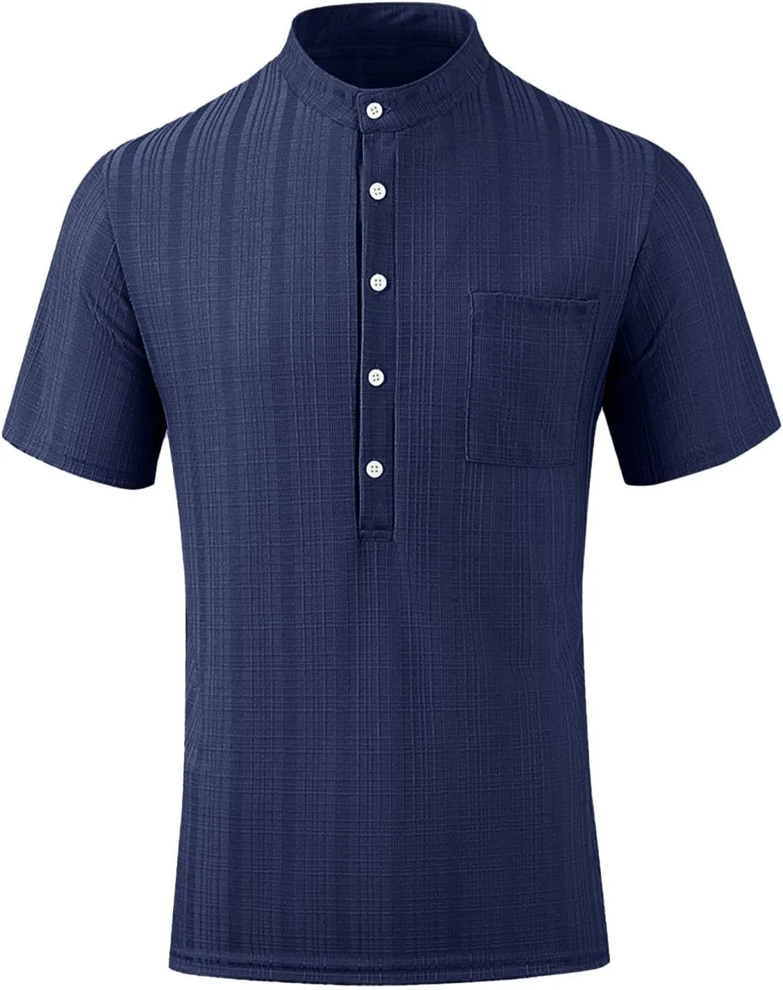 Men's T Shirts Henley Short Sleeve Cotton Linen Casual Summer Beach Shirts Men Hawaiian Vacation T-Shirts Lightweight