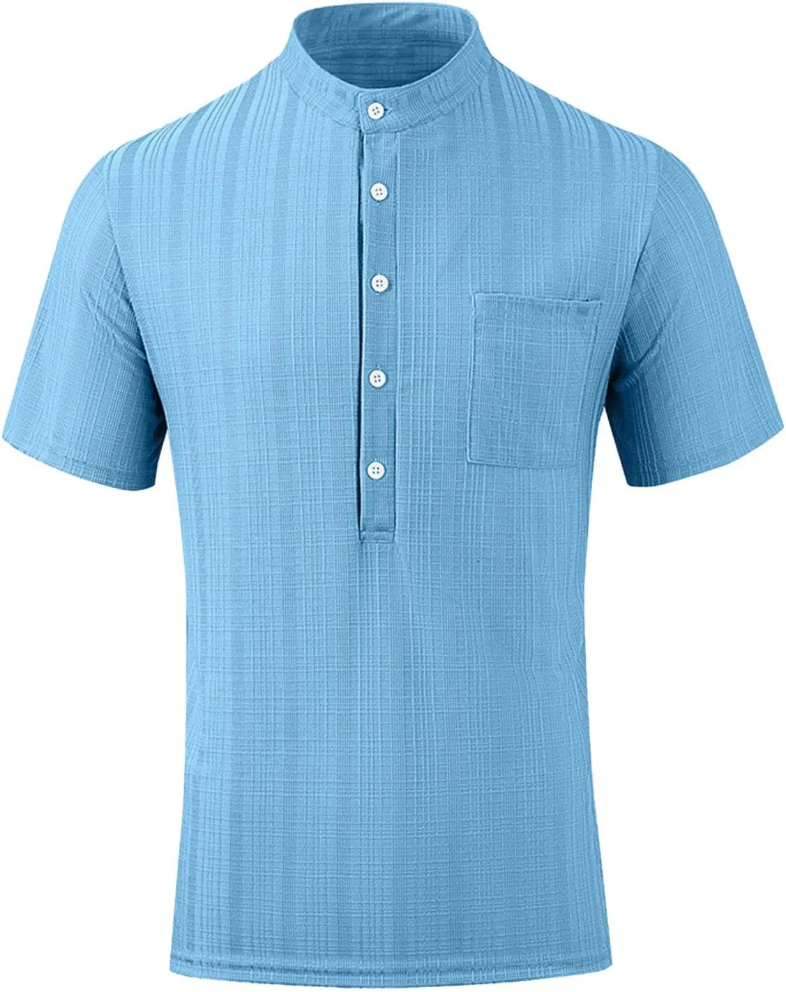 Men's T Shirts Henley Short Sleeve Cotton Linen Casual Summer Beach Shirts Men Hawaiian Vacation T-Shirts Lightweight