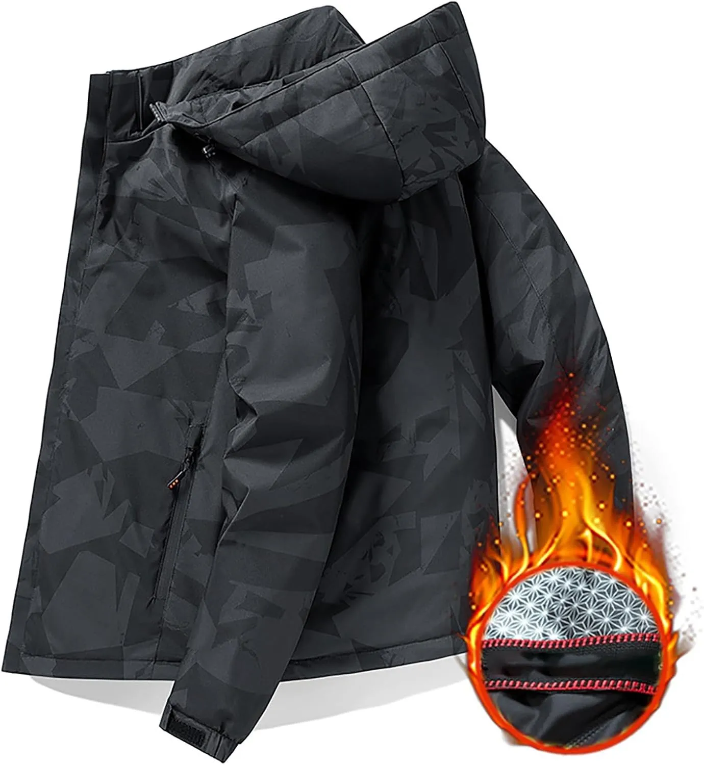 Mens Tactical Jackets Waterproof Big & Tall Lightweight Windbreaker with Pocket Warm Outdoor Hiking Softshell Jacket