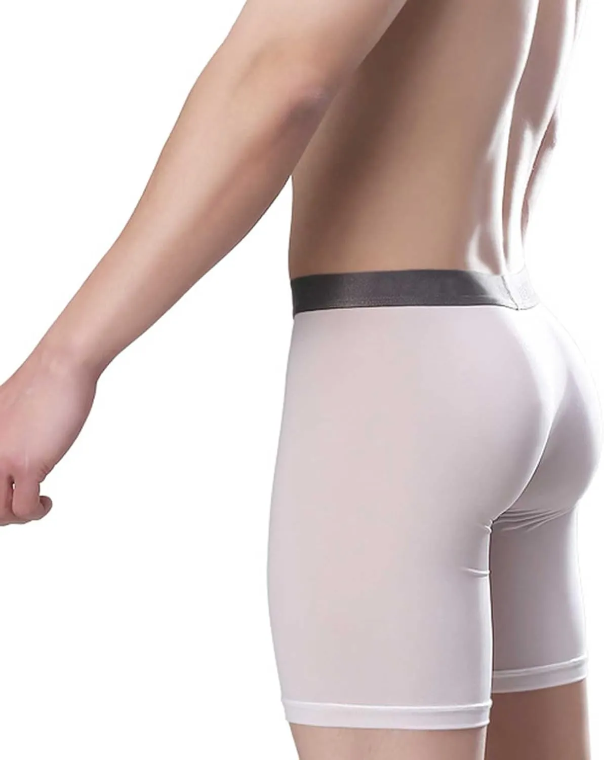Mens Thin Sports Training Wear Leg Breathable High Elastic Tight Ice Silk Double Layer Crotch Workout Underwear