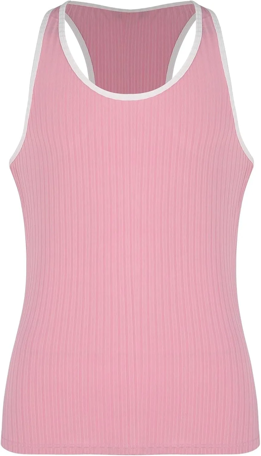 Mens Workout Tank Tops Ribbed Knit Sleeveless Gym Muscle Shirts Sport Fitness Training Active Tops Bodybuilding Tee