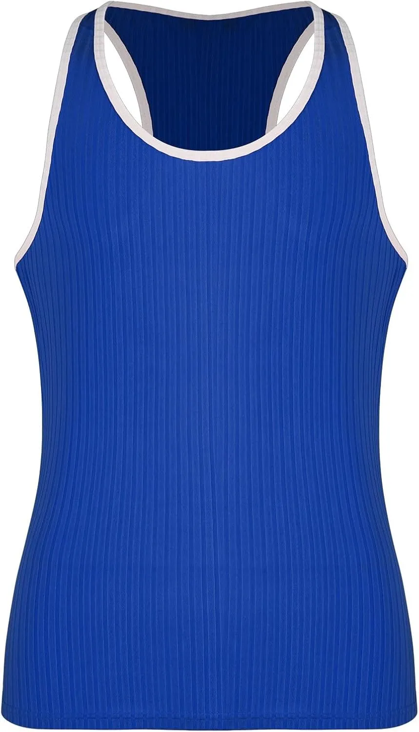 Mens Workout Tank Tops Ribbed Knit Sleeveless Gym Muscle Shirts Sport Fitness Training Active Tops Bodybuilding Tee