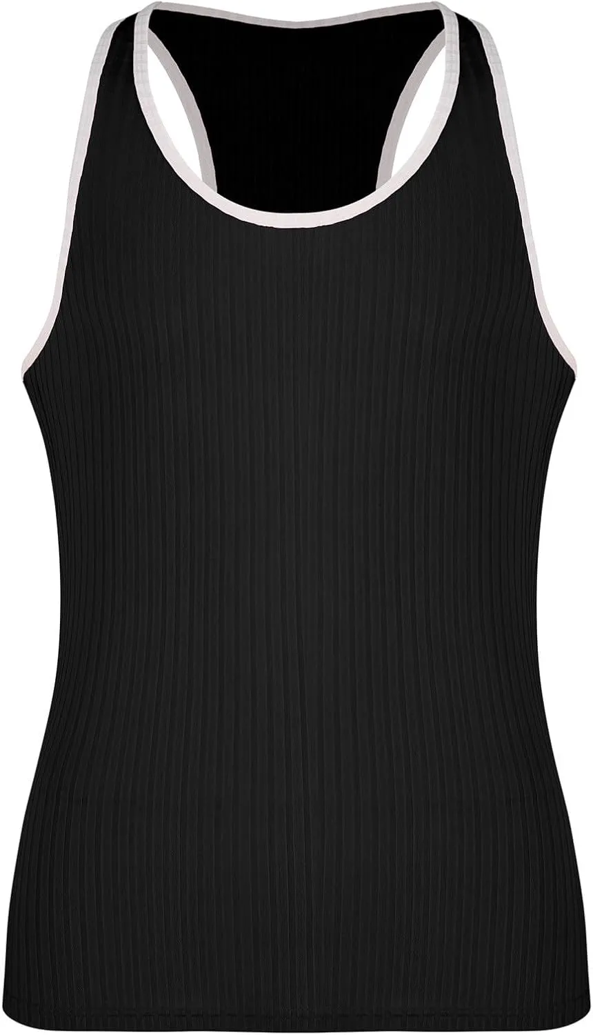 Mens Workout Tank Tops Ribbed Knit Sleeveless Gym Muscle Shirts Sport Fitness Training Active Tops Bodybuilding Tee