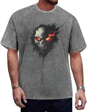 Oversized T-Shirts for Men Summer Casual Short Sleeve Heavy Cotton T-Shirts Vintage Washed Graphic Tee