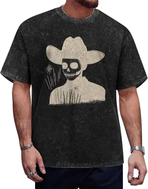 Oversized T-Shirts for Men Summer Trendy Graphic Tee Heavyweight Cotton T Shirts Vintage Washed Tee Shirts