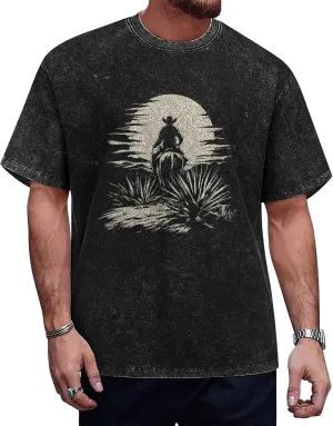 Oversized T-Shirts for Men Summer Trendy Graphic Tee Heavyweight Cotton T Shirts Vintage Washed Tee Shirts