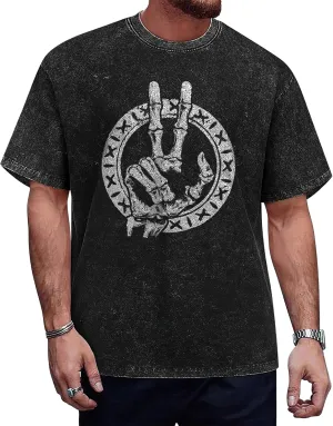 Oversized T-Shirts for Men Summer Trendy Graphic Tee Heavyweight Cotton T Shirts Vintage Washed Tee Shirts