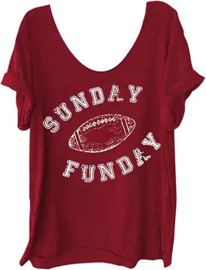 Plus Size Shirts Off Shoulder Baseball Graphic T Shirts for Women Football Graphic Short Sleeve T-Shirts Tops