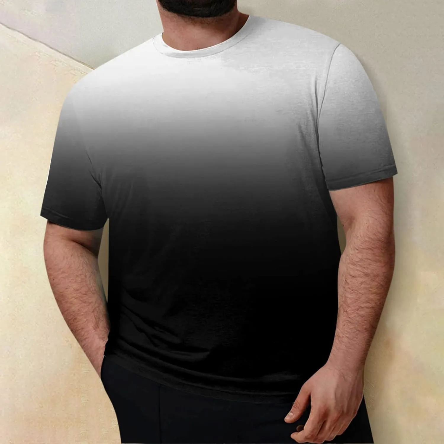 RTRDE Men's Gradient Color T Shirts Casual Fashion Tops Camisas Ropa Hombres Big and Tall T Shirt, XXL-7XL
