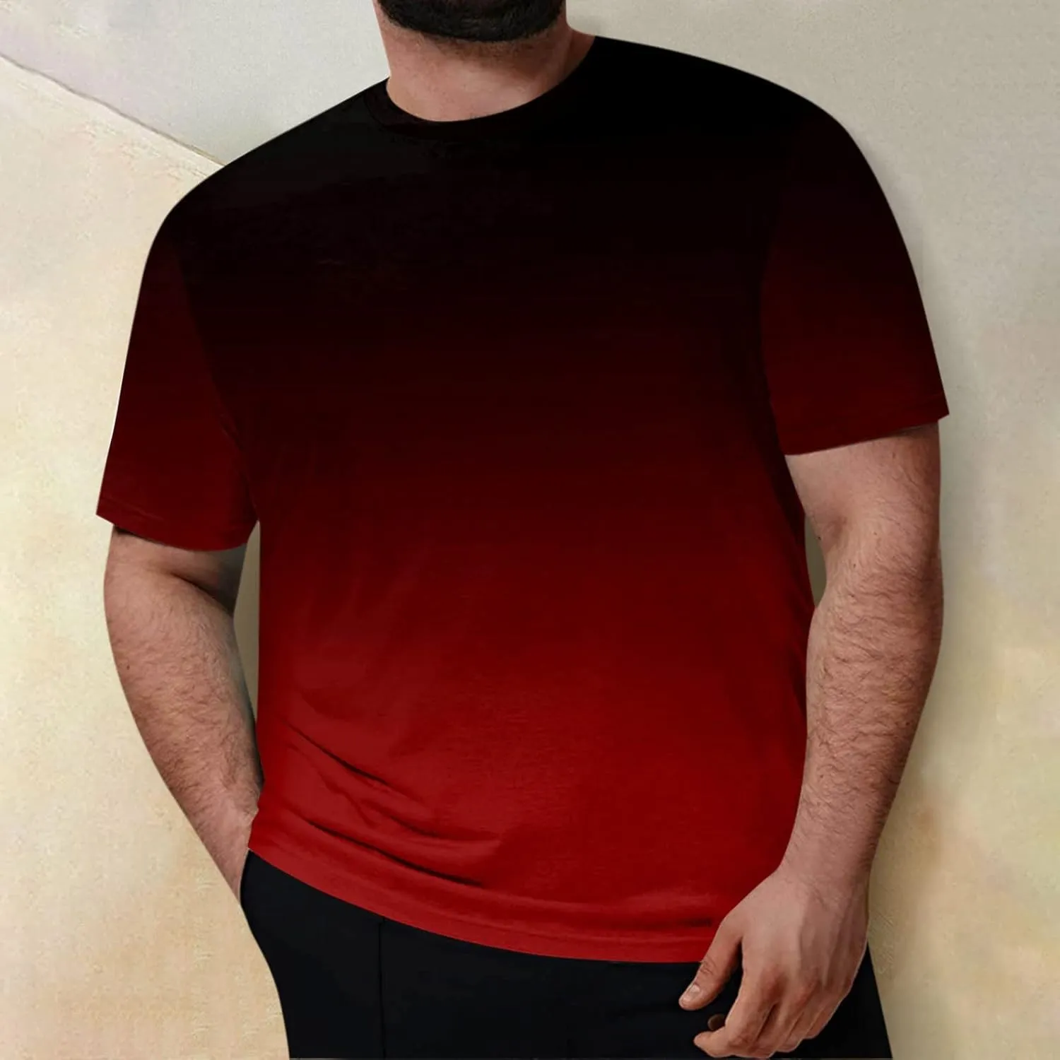 RTRDE Men's Gradient Color T Shirts Casual Fashion Tops Camisas Ropa Hombres Big and Tall T Shirt, XXL-7XL