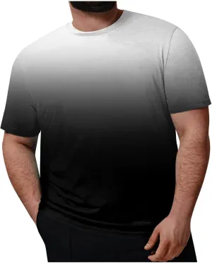 RTRDE Men's Gradient Color T Shirts Casual Fashion Tops Camisas Ropa Hombres Big and Tall T Shirt, XXL-7XL