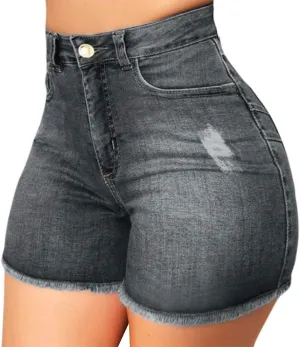 Rvidbe Womens Denim Shorts Teen Girls Casual Summer Comfy Mid Waisted Stretchy Ripped Jean Shorts with Pockets Jean Shorts Womens High Waisted Jean Shorts for Women
