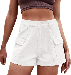 Rvidbe Womens Jean Shorts Juniors Casual Summer Comfy Mid Waisted Stretchy Ripped Denim Shorts with Pockets High Waisted Jean Shorts Cute Shorts for Women