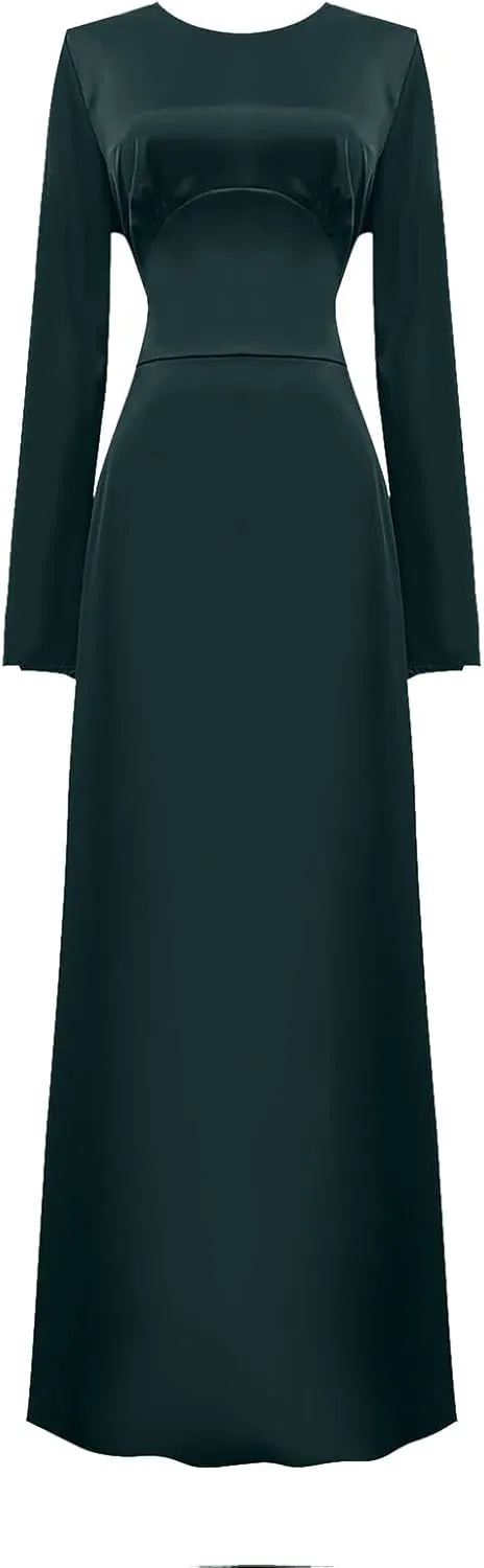 Satin Wedding Guest Dresses for Women Elegant Flared Sleeve Trendy Dress Infinity Fitted Outfits Comfy Suit Slimming