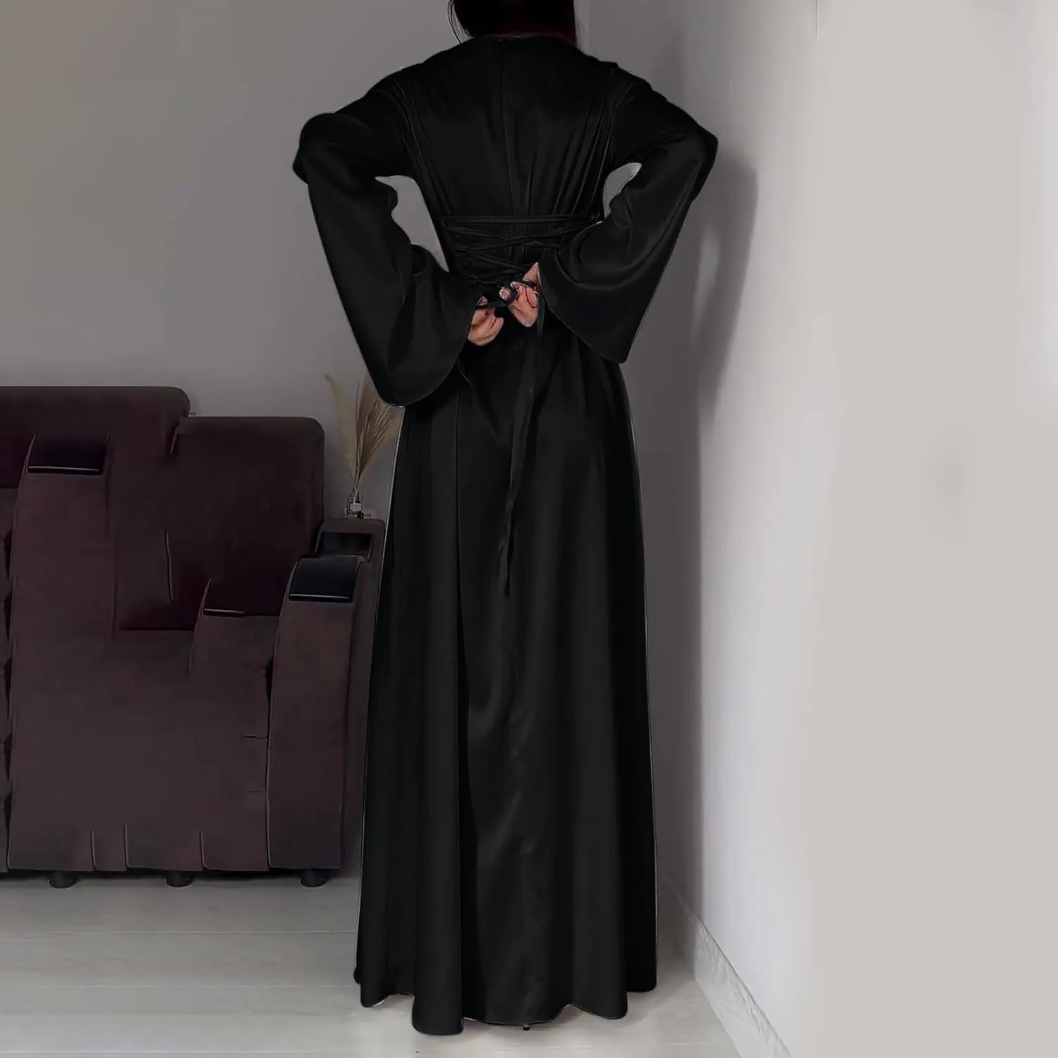 Satin Wedding Guest Dresses for Women Elegant Flared Sleeve Trendy Dress Infinity Fitted Outfits Comfy Suit Slimming