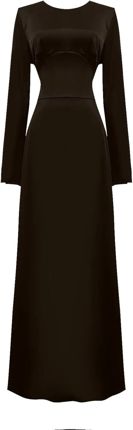 Satin Wedding Guest Dresses for Women Elegant Flared Sleeve Trendy Dress Infinity Fitted Outfits Comfy Suit Slimming
